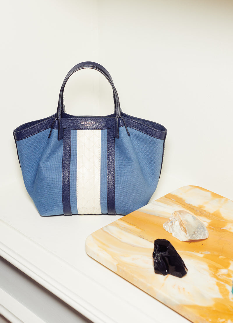 Small Secret Tote Bag in Canvas and Mosaico - Serapian