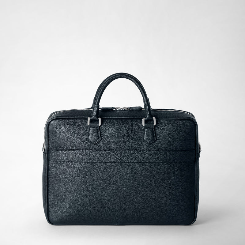 Attaché-case slim en cuir cachemire - navy blue