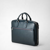 Slim briefcase in evoluzione leather - navy blue