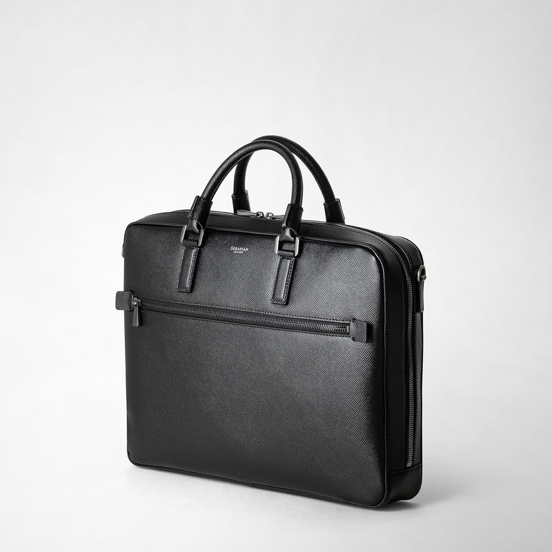 Attaché-case slim en cuir evoluzione - eclipse black