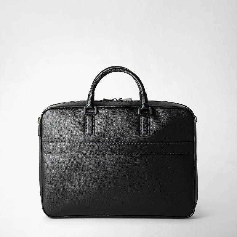Attaché-case slim en cuir evoluzione - eclipse black