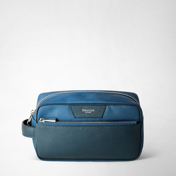 Evoluzioneレザー製洗面具用ポーチ - denim blue