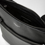 Flat crossbody bag in evoluzione leather - eclipse black