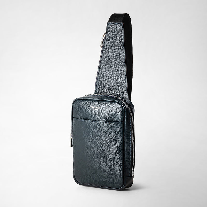 Sling backpack in evoluzione leather - navy blue