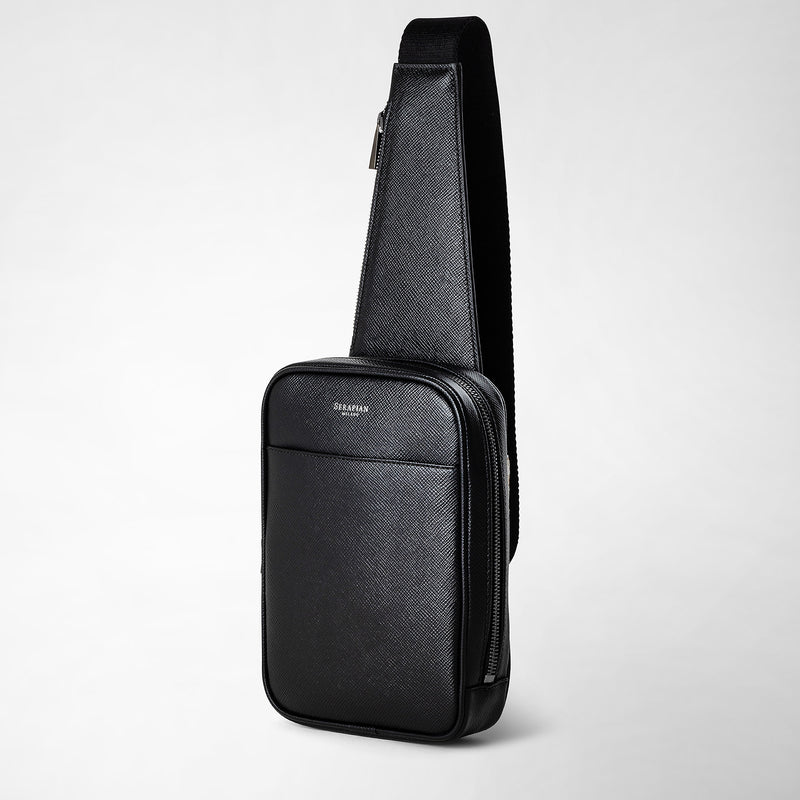 Evoluzioneレザー製スリングバックパック - eclipse black