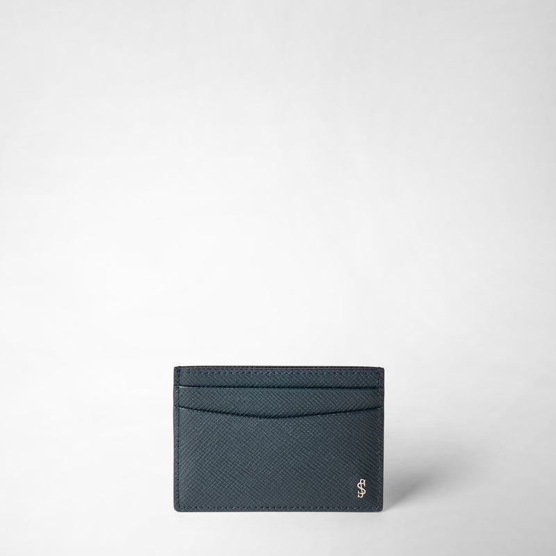 Etui für 4 karten aus evoluzione-leder - navy blue