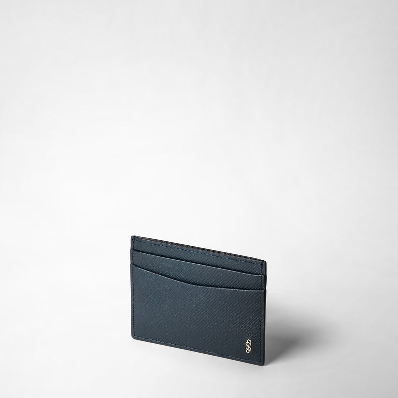 Etui für 4 karten aus evoluzione-leder - navy blue