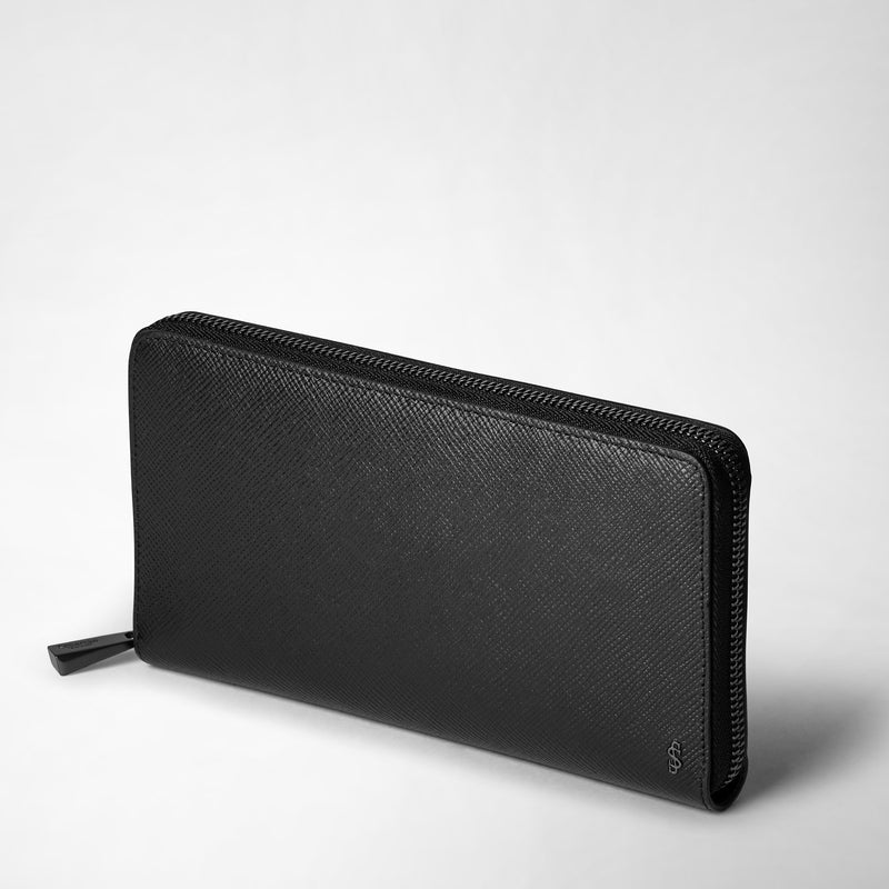 Zip-around wallet in evoluzione leather - eclipse black