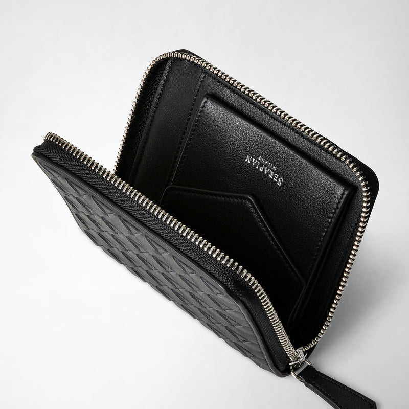 Mini zip wallet in mosaico - black