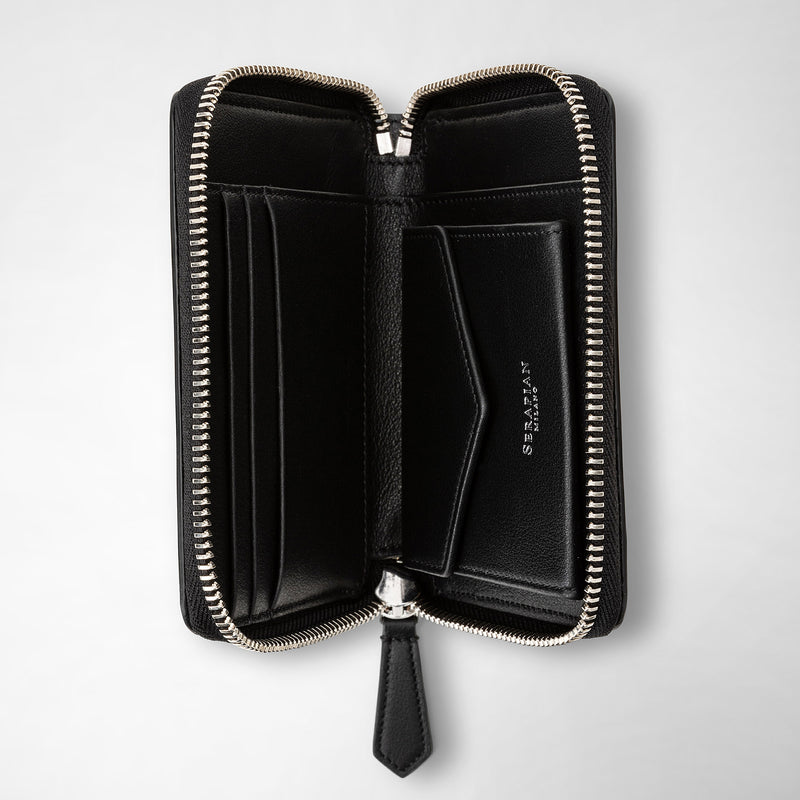 Mini zip wallet in mosaico - black