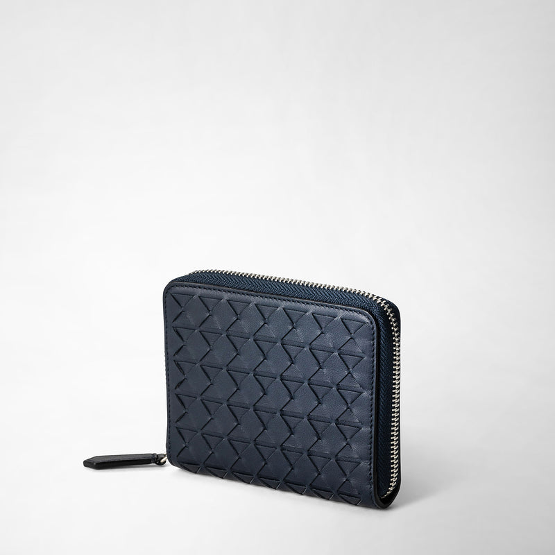 Mini zip wallet in mosaico - navy blue