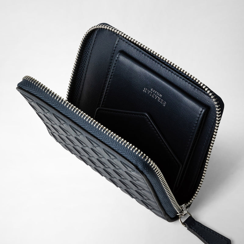 Mini zip wallet in mosaico - navy blue