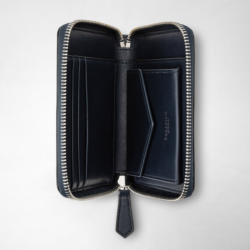 Mini zip wallet in mosaico - navy blue