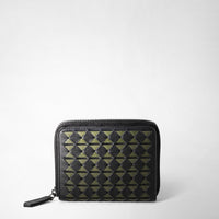 MINI ZIP WALLET IN MOSAICO Eclipse Black/Moss Green