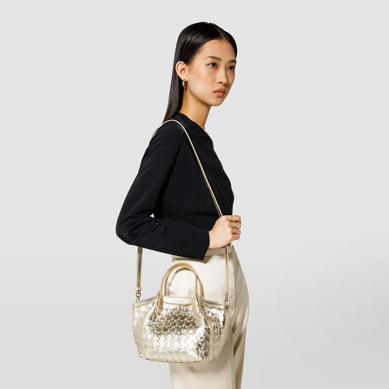 Borsa secret mini in mosaico - light gold