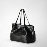 Small secret tote bag in mosaico - black