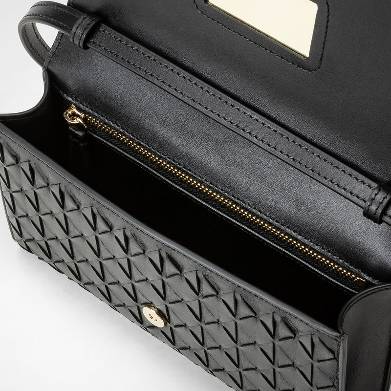 Clutch con tracolla in mosaico - black
