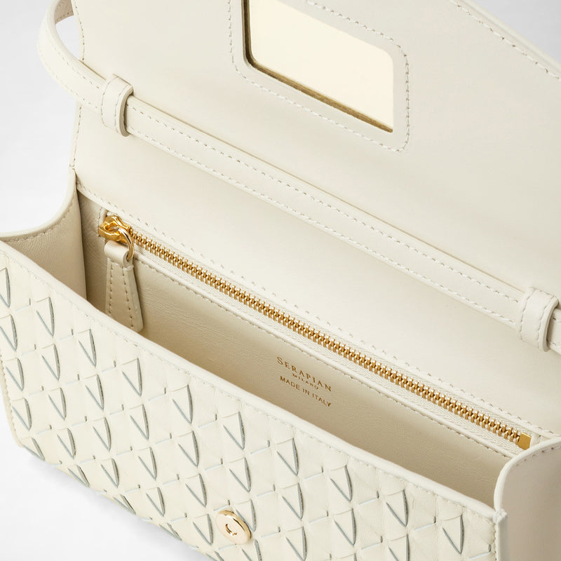 Pochette avec bandoulière en mosaico - off-white