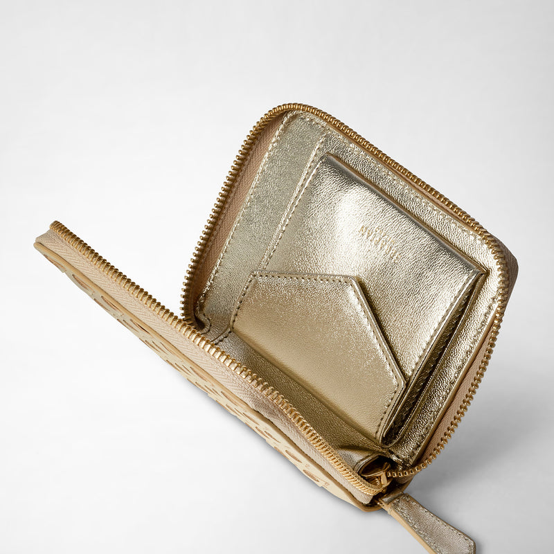 Mini zip wallet in mosaico - light gold