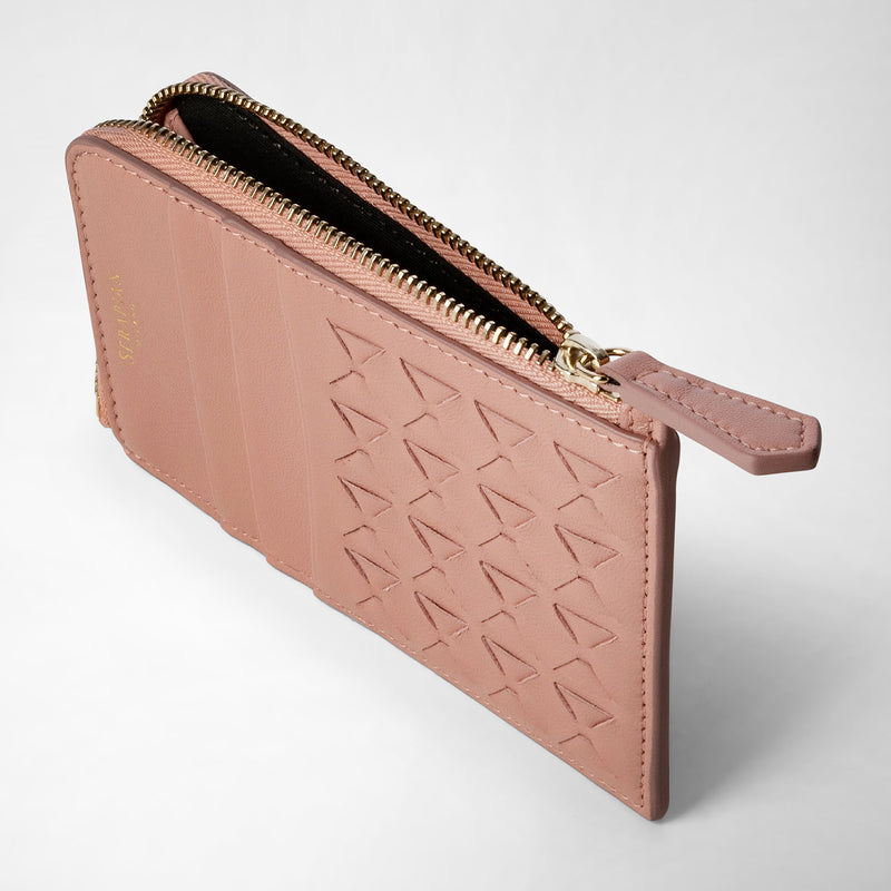 Zip card case in mosaico - blush