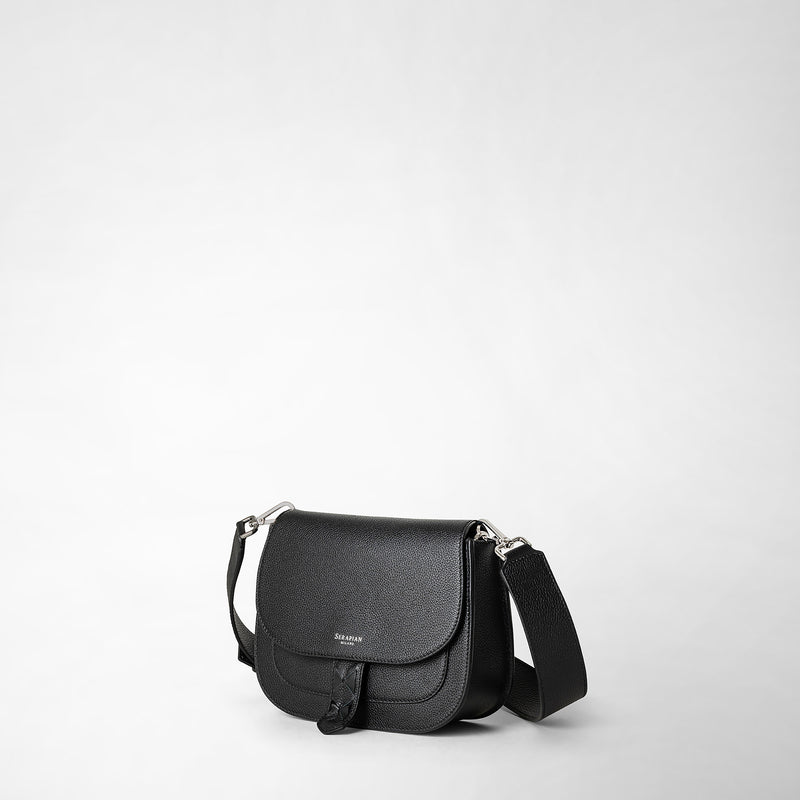 Borsa luna crossbody in pelle rugiada - black
