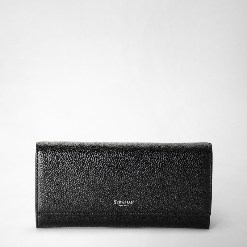 Portefeuille continental en cuir rugiada - black