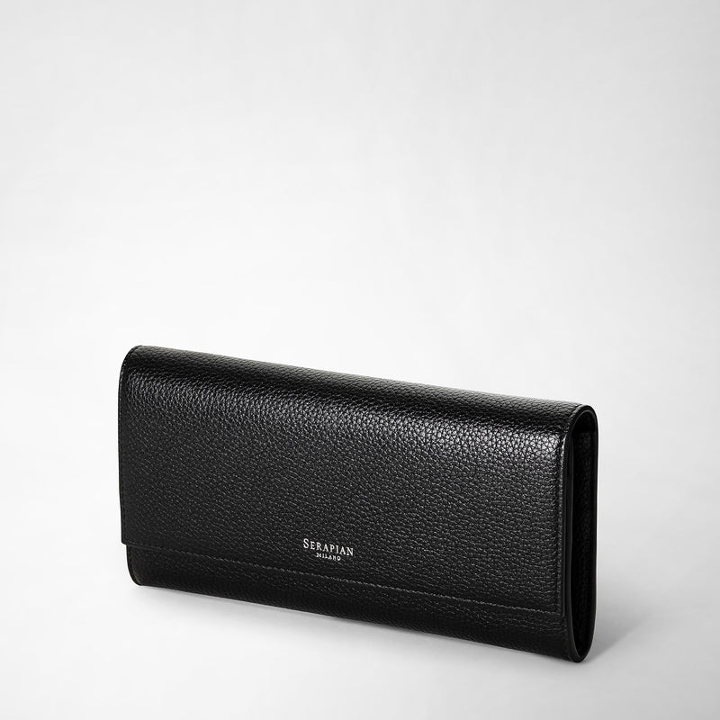 Portefeuille continental en cuir rugiada - black