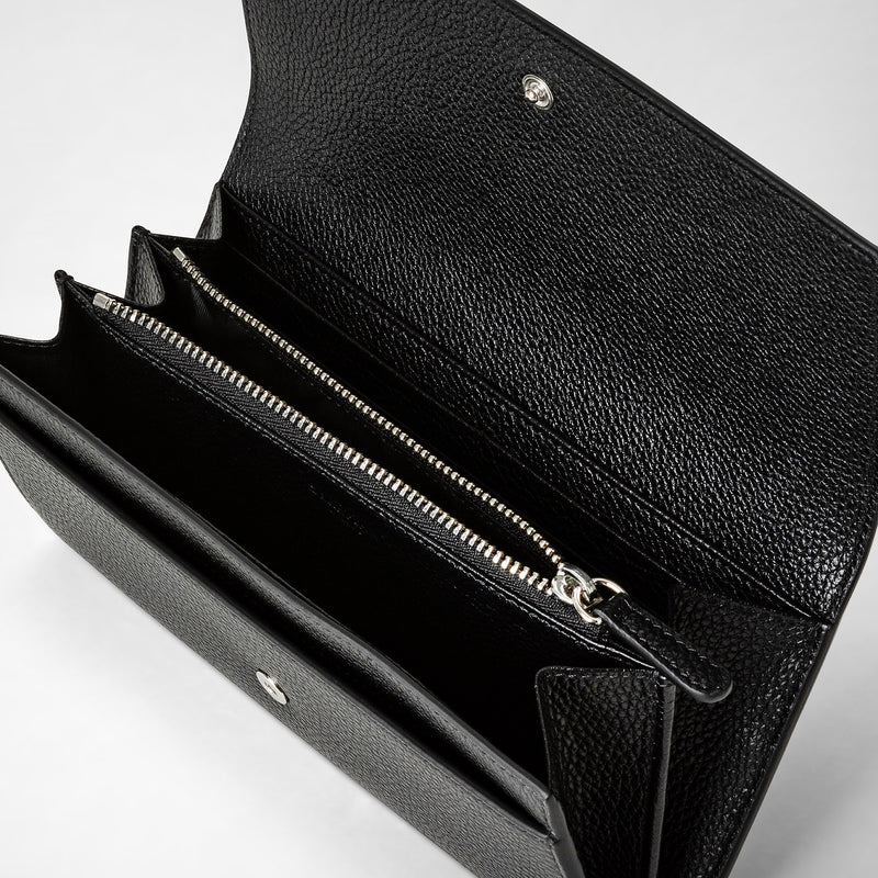 Portefeuille continental en cuir rugiada - black