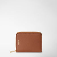 MINI ZIP AROUND WALLET IN RUGIADA LEATHER Cuoio