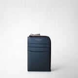Zip card case in rugiada leather - navy blue