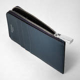 Zip card case in rugiada leather - navy blue