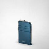 Zip card case in rugiada leather - blue jeans