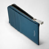 Zip card case in rugiada leather - blue jeans