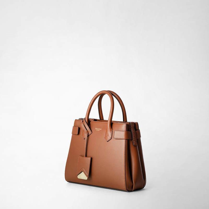 Meline' handbag in seta leather - cuoio