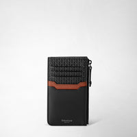 PORTE-CARTES ZIPPÉ EN STEPAN 72 Black/Black/Cuoio